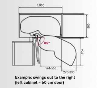 Kesseböhmer LeMans II 600mm jobbos ARENAplus classic-Chrome/Icewhite+tengely #2