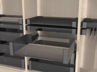 Kesseböhmer CONERO edzett szürke biztonsági üveg kihúzható belső fiókhoz 168 H / Korpusz belső szélesség: 534-594 mm #2