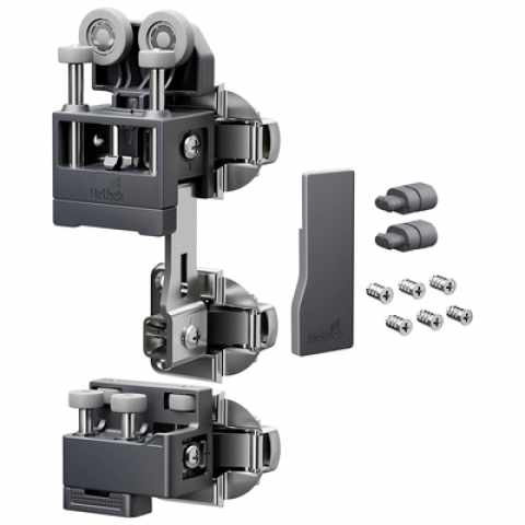 Hettich WingLine L szerelvénykészlet önzáró funkció nélkül, (max. 25 kg ajtószárnyhoz), antracit, bal