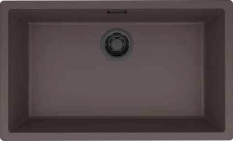 HKT ZEN F 130 Keratek szintbeépíthető mosogató, színes lefolyó- és túlfolyó szerelvényekkel, 80 cm-es korpuszokhoz,barna-fekete