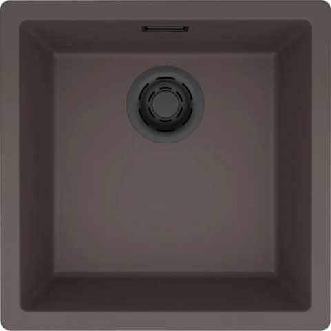 HKT ZEN 102 Keratek alá- és ráépíthető mosogató, színes lefolyó- és túlfolyó szerelvényekkel, 50 cm-es korpuszokhoz,barna-fekete