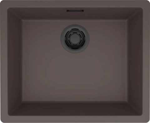 HKT ZEN 105 Keratek alá- és ráépíthető mosogató, színes lefolyó- és túlfolyó szerelvényekkel, 60 cm-es korpuszokhoz,barna-fekete