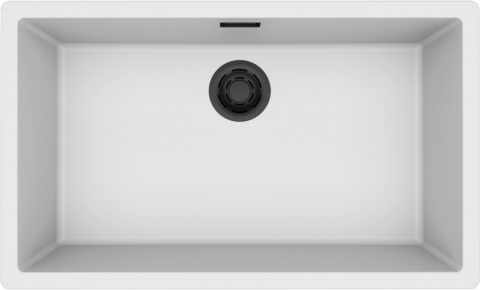 HKT ZEN 130 Keratek alá- és ráépíthető mosogató, színes lefolyó- és túlfolyó szerelvényekkel, 80 cm-es korpuszokhoz,fehér-fekete