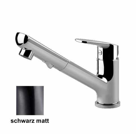 HKT Adams csaptelep zuhany, keverőkar forgatható és kihúzható cserélhető zuhannyal, fekete, HD