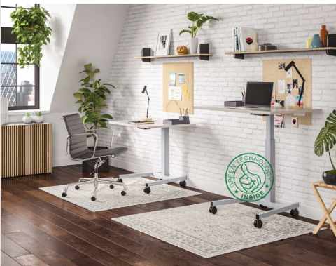 KesseböhmerERGO, Educate Master pneumatikus asztal szett 1000x650x19 mm asztallaphoz, kerekek nélkül, ezüst színű