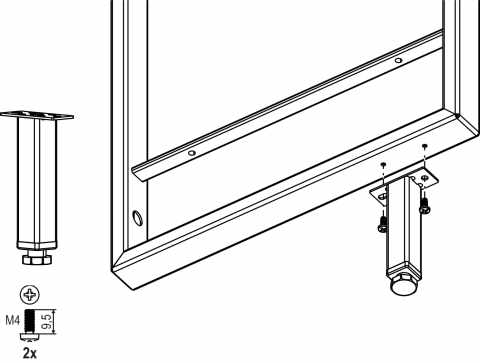 Kesseböhmer YouK kiegészítő láb 20x20x100mm sötét fekete