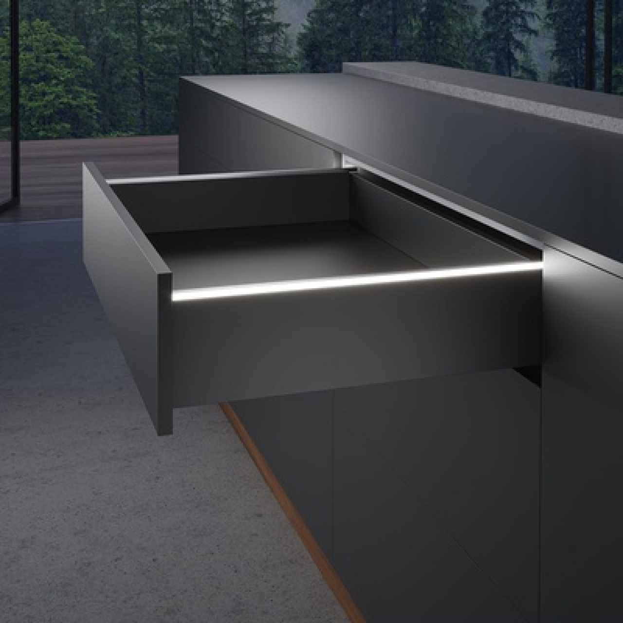 Hettich AvanTech YOU dekor profil megvilágítás szett, rozsdamentes acél imitáció, 650 mm