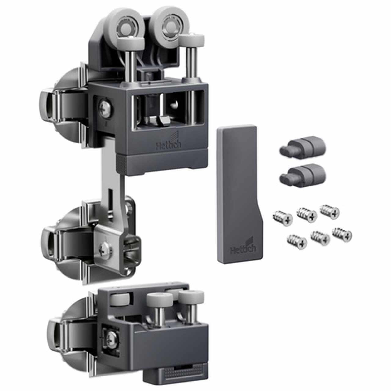 Hettich WingLine L szerelvénykészlet önzáró funkció nélkül, (max. 25 kg ajtószárnyhoz), antracit, jobb