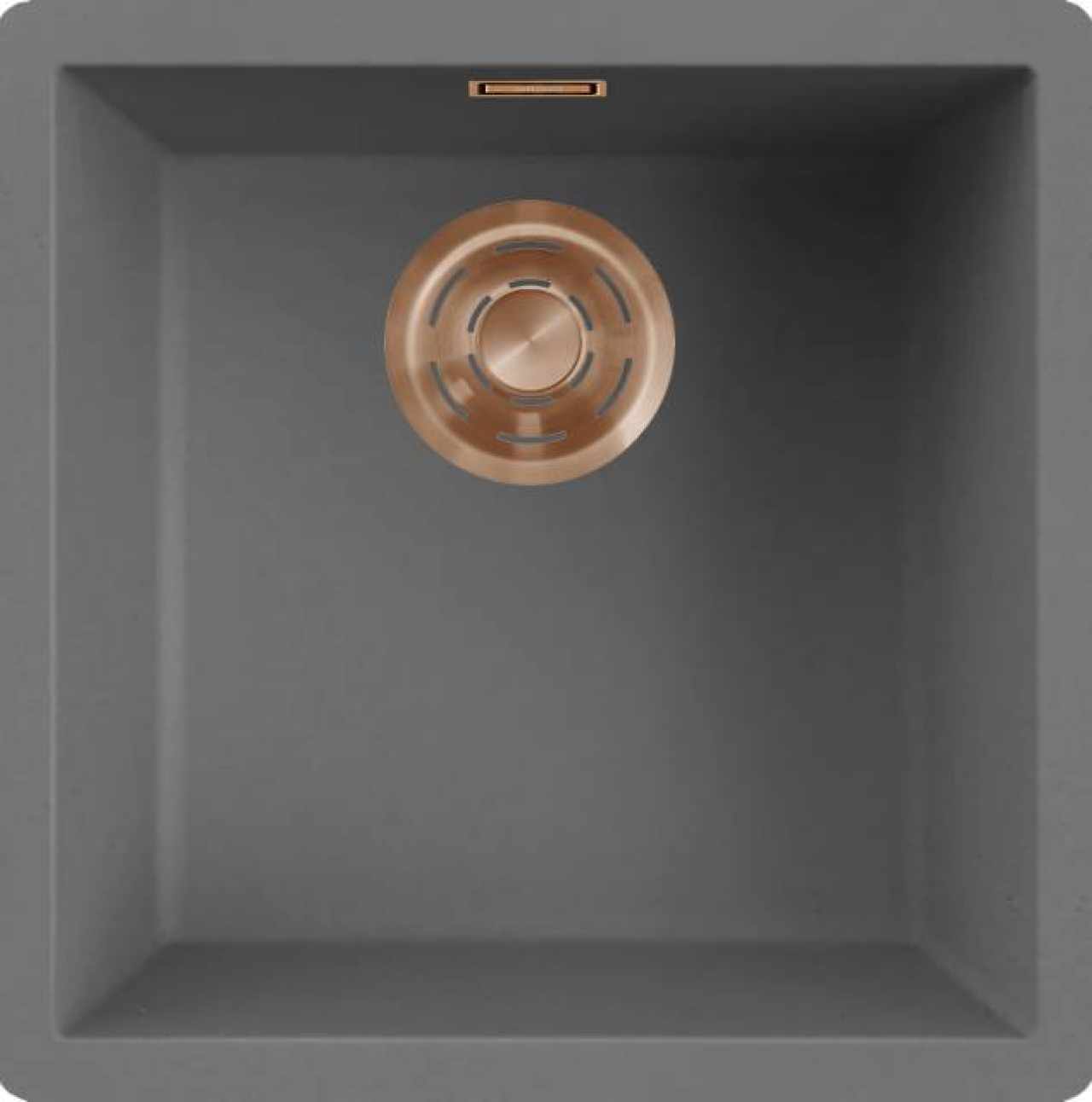 HKT ZEN F 102 Keratek szintbeépíthető mosogató, színes lefolyó- és túlfolyó szerelvényekkel, 50 cm-es korpuszokhoz,szürke-bronz
