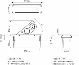 HKT Cizo dugalj 2x230V+2 USB rozsdamentes acél színű #2