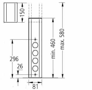 HKT WASA XS 3x230V konnektor+ kapcsoló, teleszkópos, rozsdamentes acél színű #2