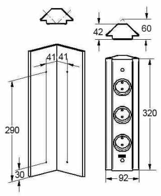 HKT Sabine 320 dugalj, 3x230V+1xUSB, rozsdamentes acél színű #2