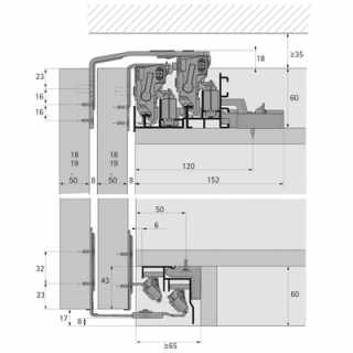 Hettich Topline XL tolóajtó rendszerhez sín- és vezetőprofilok, 2300 mm #2