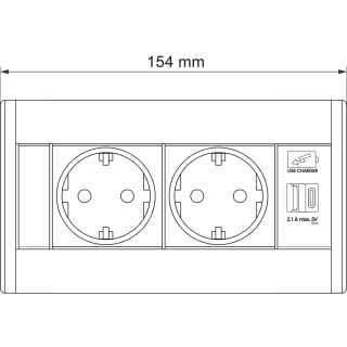 HKT EVOline V-Dock dugalj, 2x230V+1xUSB A+1xUSB C, fekete #3