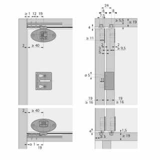 Hettich SlideLine 55 Plus Silent System, közézáródó, bal #3