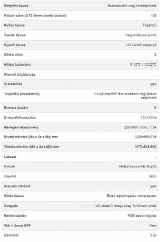 Dunavox GRANDE-108 borhűtő, fekete #4