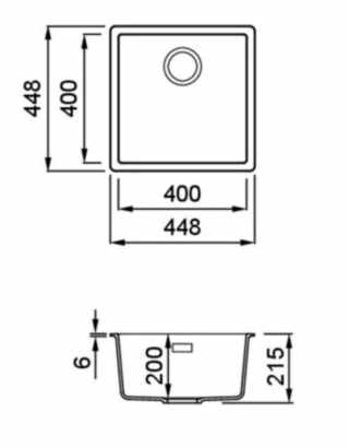 HKT ZEN F 102 Keratek szintbeépíthető mosogató, színes lefolyó- és túlfolyó szerelvényekkel, 50 cm-es korpuszokhoz,fekete-fekete #2