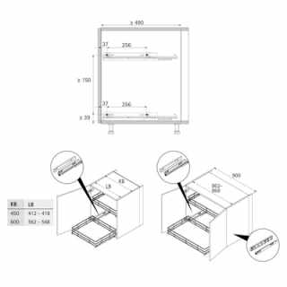 Hettich Naro 400 belső fiók, 900 mm, antracit #3