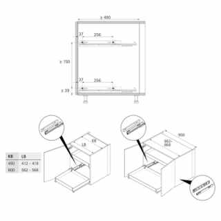 Hettich Naro 200 belső fiók, 450 mm, antracit #3