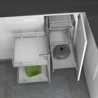 Hettich Orta kihúzható sarokszekrény szerelvénykészlet, 500 mm, ezüst #2