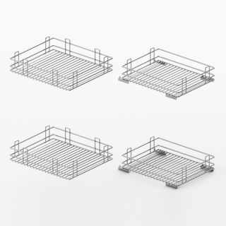 Hettich Orta 100 kihúzható sarokszekrény polckészlet, 600 mm, krómozott #1