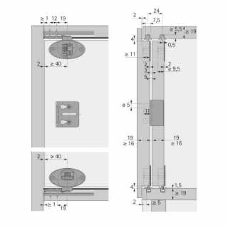 Hettich SlideLine 55 Plus tolóajtó futóeleme, 2 ajtós, ráütődő #3