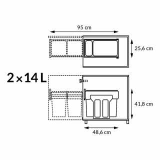 HAILO EcoLine Design L teljes kihúzású beépíthető szelektív szemetes #8