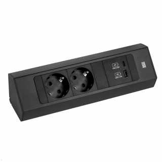 Bachmann CASIA2 Univerzális sarokdugalj 2x230V+1xUSB A&C 22W töltő fekete #1