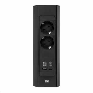 Bachmann CASIA2 Univerzális sarokdugalj 2x230V+1xUSB A&C 22W töltő fekete #4