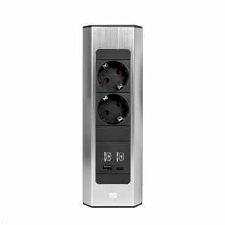 Bachmann CASIA2 Univerzális sarokdugalj 2x230V+1xUSB A&C 22W töltő inox optika #3