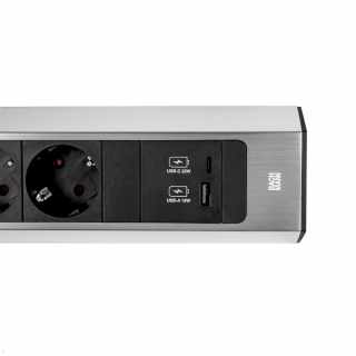Bachmann CASIA2 Univerzális sarokdugalj 2x230V+1xUSB A&C 22W töltő inox optika #4