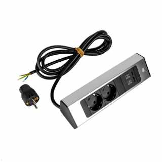 Bachmann CASIA2 Univerzális sarokdugalj 2x230V+1xUSB A&C 22W töltő inox optika #5