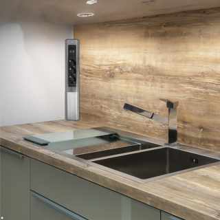 Bachmann CASIA2 Univerzális sarokdugalj 3x230V+1xUSB A&C 22W töltő inox optika #3