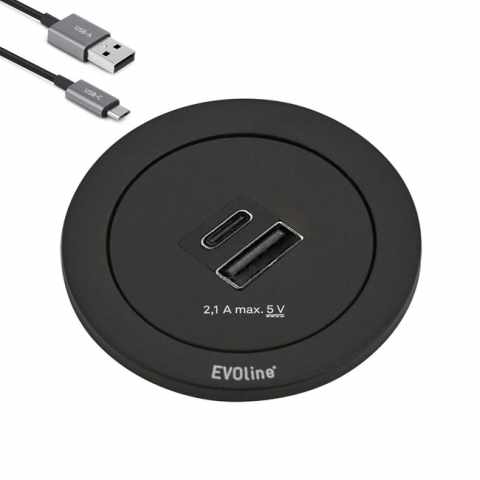 HKT EVOline ONE dugalj 1xUSB A+1xUSB C, fekete