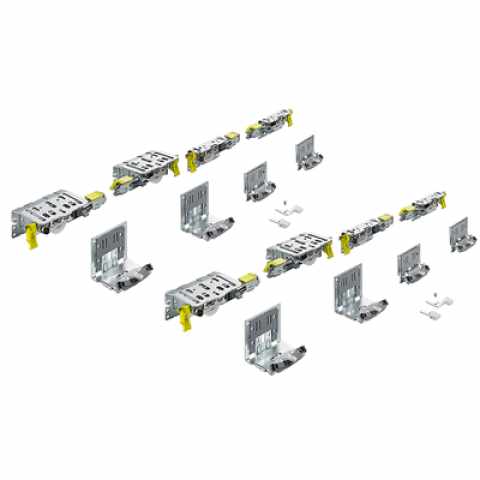 Hettich Topline XL tolóajtó rendszer futó és vezető elemek készlete 4 ajtós kivitel, ajtó vastagság 18-30 mm, STB 19/17 mm