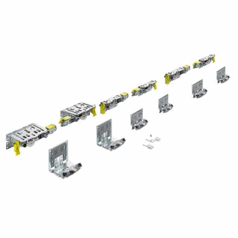 Hettich Topline XL tolóajtó rendszer futó és vezető elemek készlete 3 ajtós kivitel, ajtó vastagság 18-30 mm, STB 19/17 mm