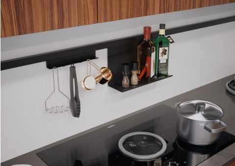 Kesseböhmer LINERO EasyLine szett1 (6 akasztós sín+univerzális polc) 804 x 160 x 230 mm fekete