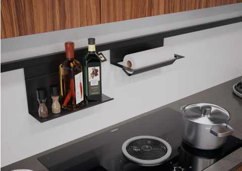 Kesseböhmer LINERO EasyLine szett2 (papírtörlő tartó+univerzális polc) 804 x 160 x 230 mm fekete