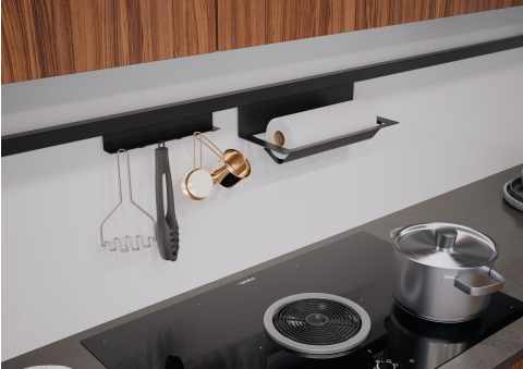 Kesseböhmer LINERO EasyLine szett3 (papírtörlő tartó+6 akasztós sín) 804 x 160 x 150 mm fekete