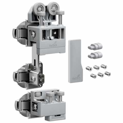Hettich WingLine L szerelvénykészlet önzáró funkció nélkül, (max. 25 kg ajtószárnyhoz), szürke, bal