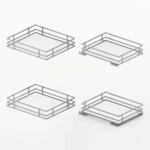 Hettich Orta 400 kihúzható sarokszekrény polckészlet, 400 mm, krómozott fehér