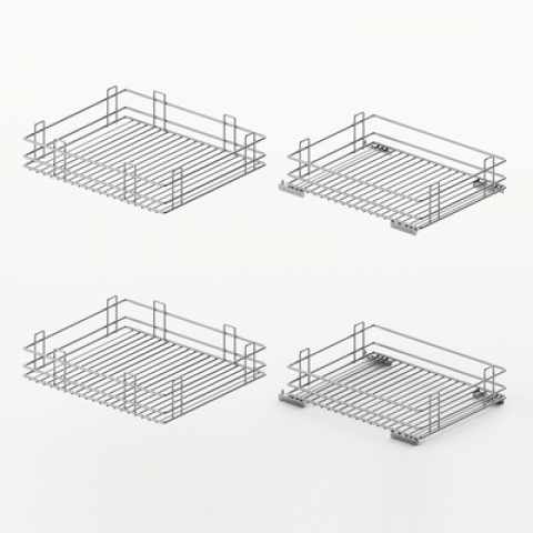Hettich Orta 100 kihúzható sarokszekrény polckészlet, 450 mm, krómozott