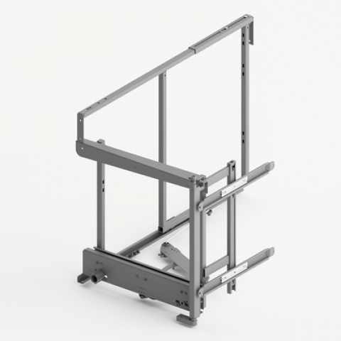 Hettich Goro kihúzható sarokszekrény szerelvénykészlet, balos, 450 mm, ezüst