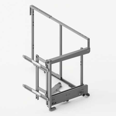 Hettich Goro kihúzható sarokszekrény szerelvénykészlet, jobbos, 450 mm, ezüst