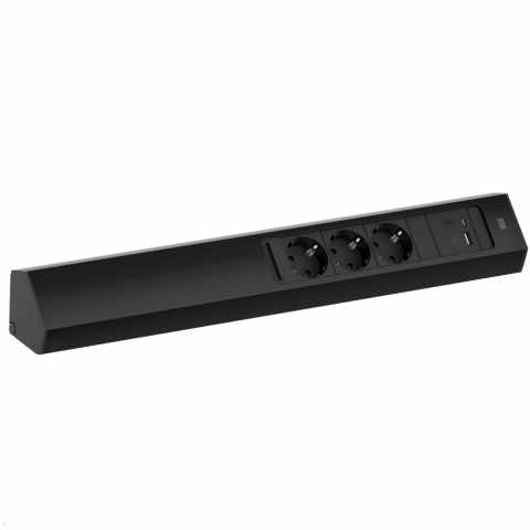Bachmann CASIA2 Univerzális sarokdugalj 3x230V+1xUSB A&C 22W töltő fekete